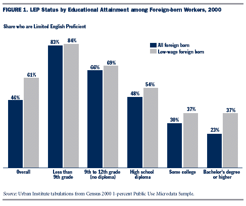 Figure 1. Status by Educational Attainment among Foreign-born Workers, 2000